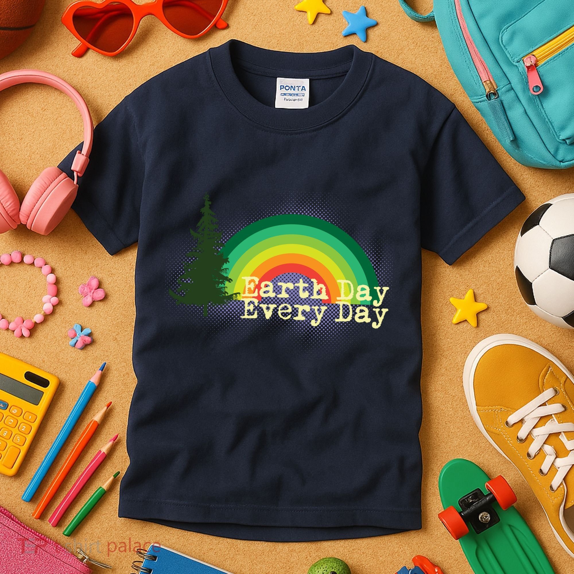 Rainbow Earth Day Every Day Retro Kids T-Shirt