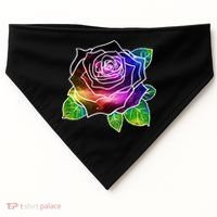 Rainbow Galaxy Floral Rose USA-Made Doggie Bandana thumb 0