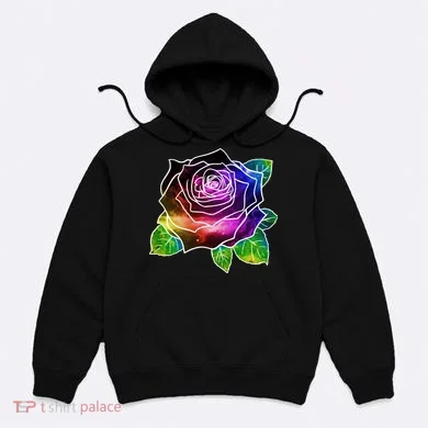 Rainbow Galaxy Floral Rose Hoodie
