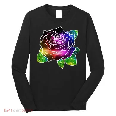 Rainbow Galaxy Floral Rose Long Sleeve Shirt