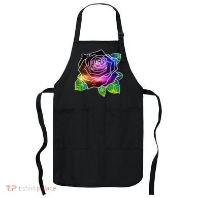 Rainbow Galaxy Floral Rose Apron