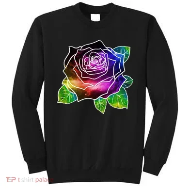 Rainbow Galaxy Floral Rose Sweatshirt