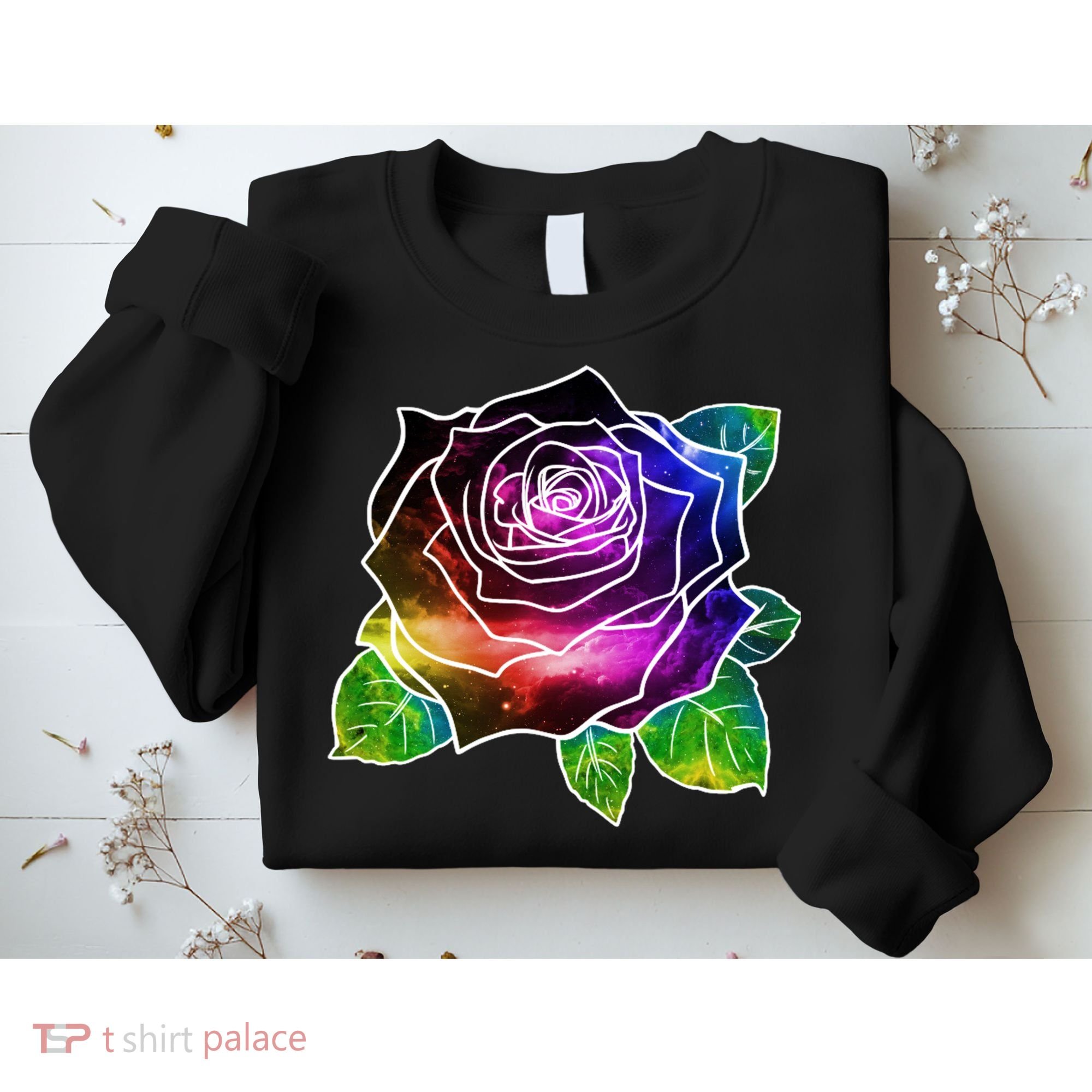 Rainbow Galaxy Floral Rose Sweatshirt