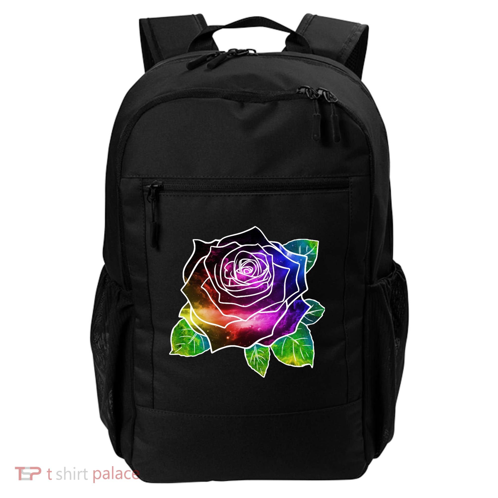 Rainbow Galaxy Floral Rose Backpack