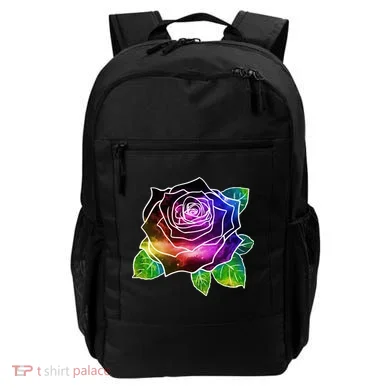Rainbow Galaxy Floral Rose Backpack