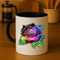 Rainbow Galaxy Floral Rose Coffee Mug thumb 4