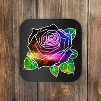 Rainbow Galaxy Floral Rose Coaster thumb 0