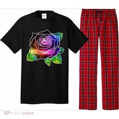 Rainbow Galaxy Floral Rose Pajama Set