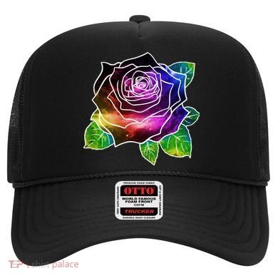 Rainbow Galaxy Floral Rose Hat