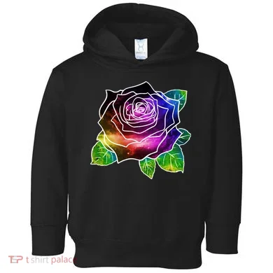 Rainbow Galaxy Floral Rose Toddler Hoodie