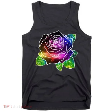 Rainbow Galaxy Floral Rose Tank Top