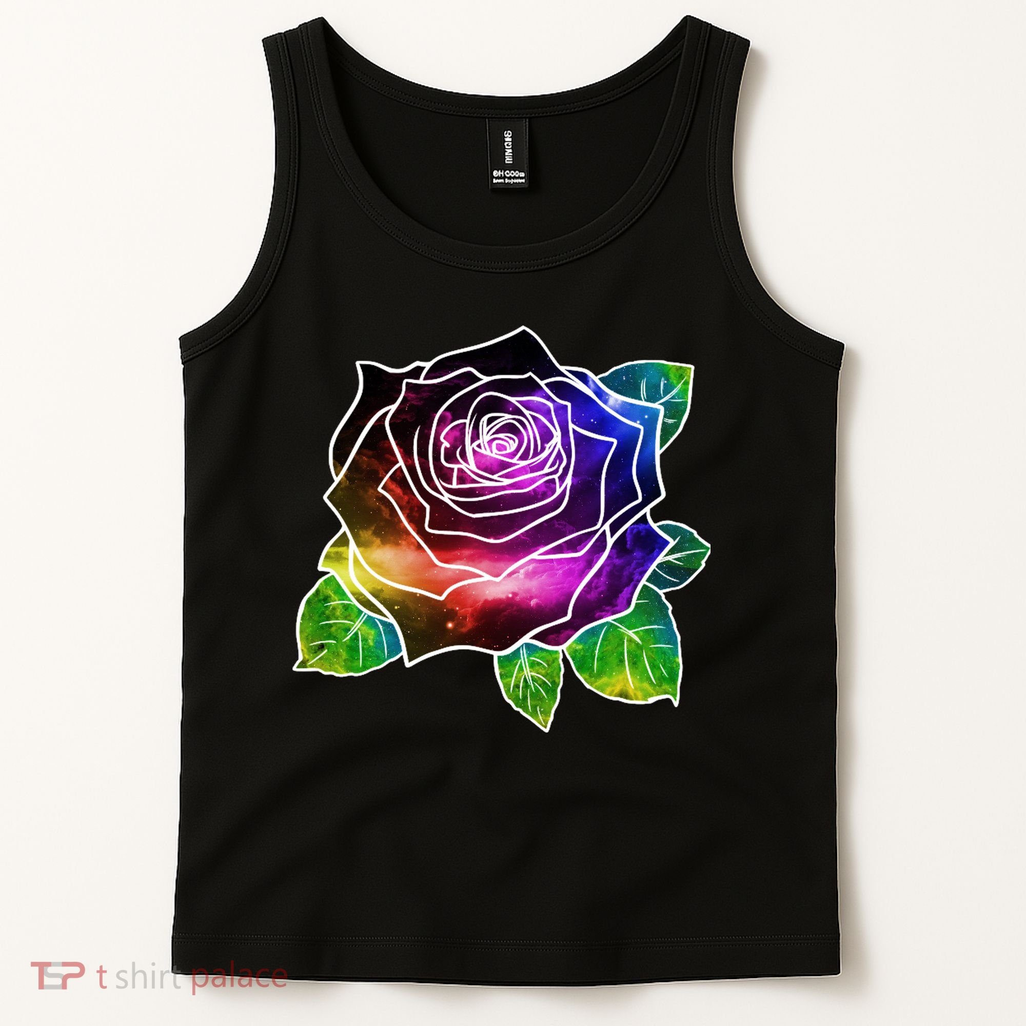 Rainbow Galaxy Floral Rose Tank Top