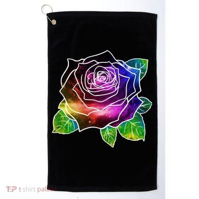 Rainbow Galaxy Floral Rose Golf Towel