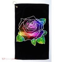 Rainbow Galaxy Floral Rose Golf Towel thumb 0