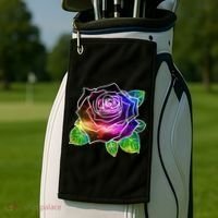 Rainbow Galaxy Floral Rose Golf Towel thumb 2