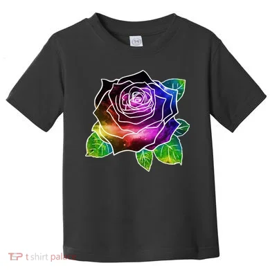 Rainbow Galaxy Floral Rose Toddler T-Shirt