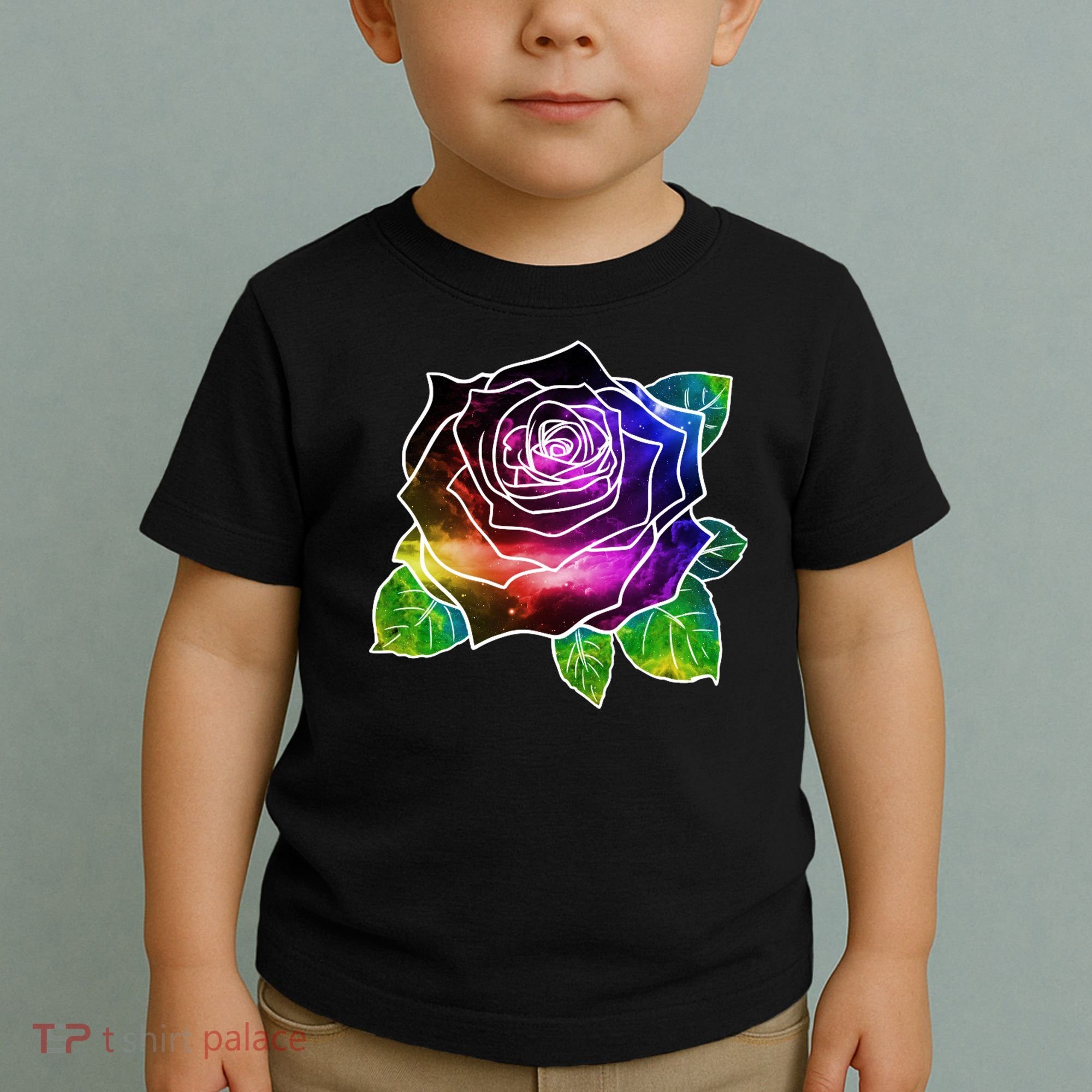 Rainbow Galaxy Floral Rose Toddler T-Shirt