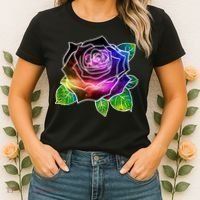Rainbow Galaxy Floral Rose Women's T-Shirt thumb 2