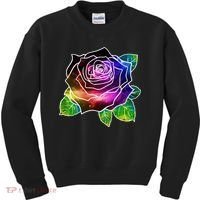 Rainbow Galaxy Floral Rose Kids Sweatshirt thumb 0