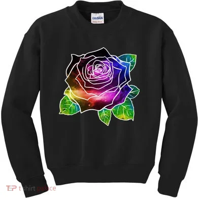 Rainbow Galaxy Floral Rose Kids Sweatshirt