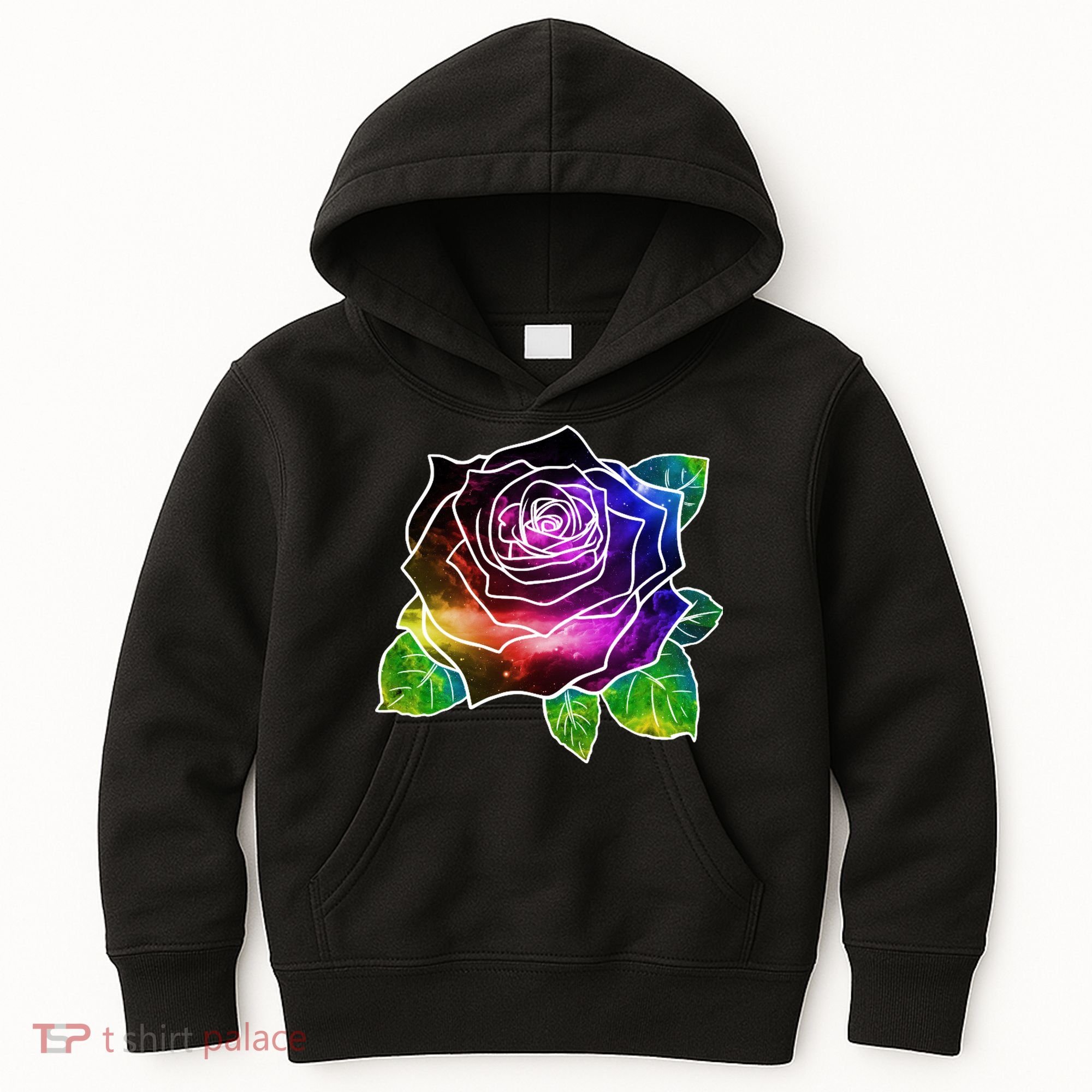 Rainbow Galaxy Floral Rose Kids Hoodie