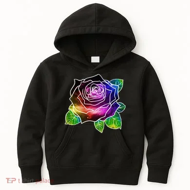 Rainbow Galaxy Floral Rose Kids Hoodie