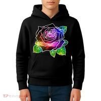 Rainbow Galaxy Floral Rose Kids Hoodie thumb 4