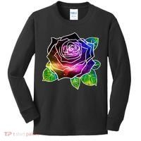 Rainbow Galaxy Floral Rose Kids Long Sleeve Shirt thumb 0