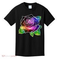 Rainbow Galaxy Floral Rose Kids T-Shirt thumb 0