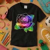 Rainbow Galaxy Floral Rose Kids T-Shirt thumb 3