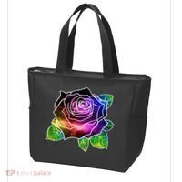 Rainbow Galaxy Floral Rose Tote Bag thumb 3