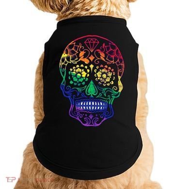 Rainbow Gay Pride Sugar Skull Doggie Tank