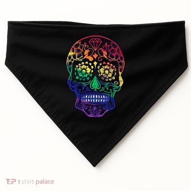 Rainbow Gay Pride Sugar Skull USA-Made Doggie Bandana