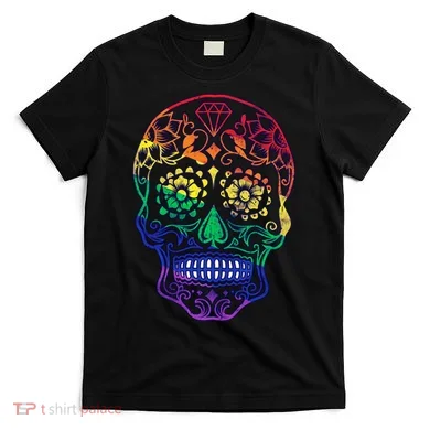 Rainbow Gay Pride Sugar Skull T-Shirt