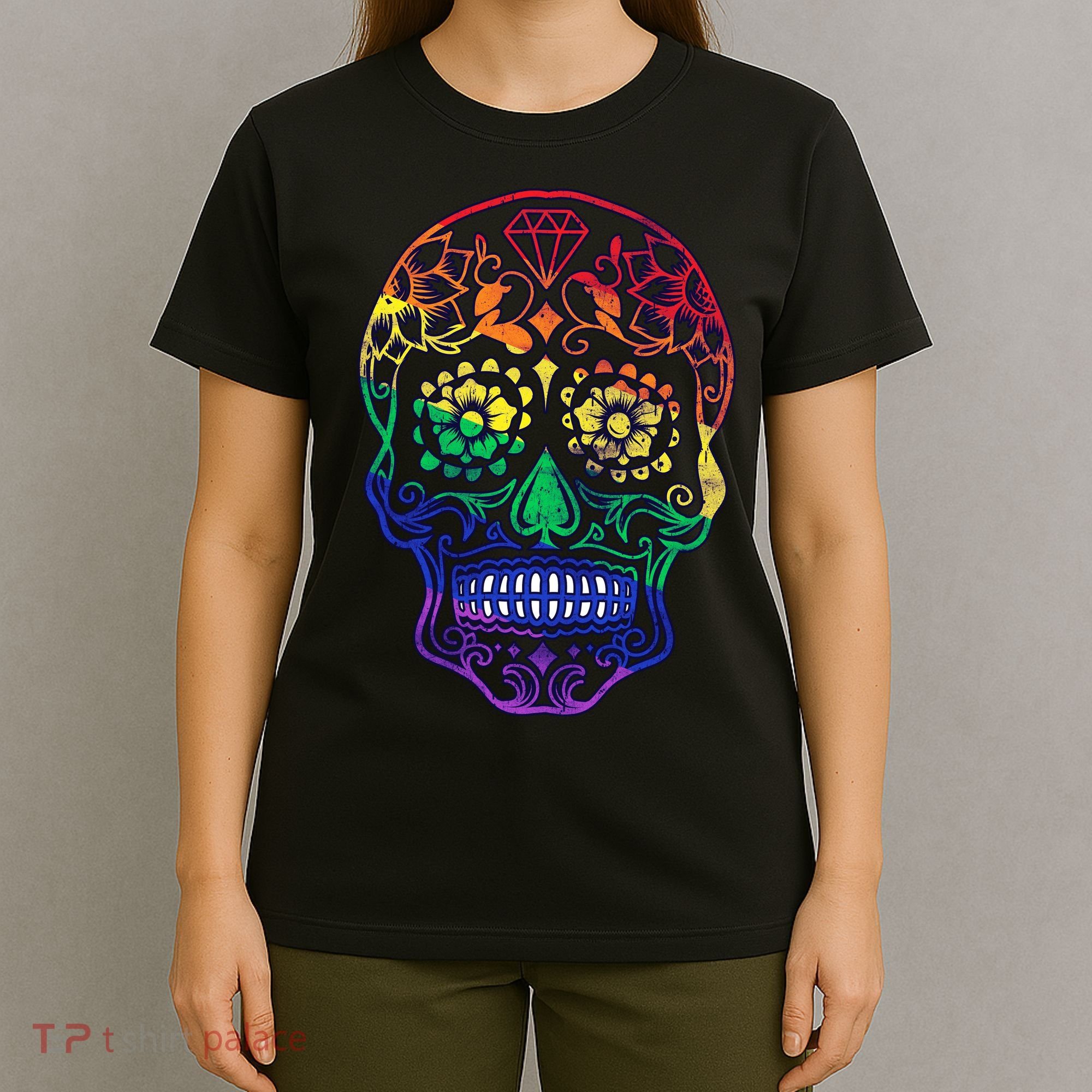 Rainbow Gay Pride Sugar Skull T-Shirt