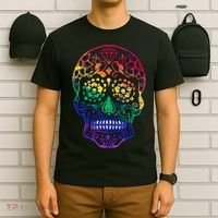 Rainbow Gay Pride Sugar Skull T-Shirt thumb 6