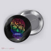 Rainbow Gay Pride Sugar Skull Button thumb 0