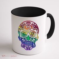Rainbow Gay Pride Sugar Skull Coffee Mug thumb 1