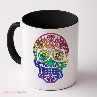Rainbow Gay Pride Sugar Skull Coffee Mug