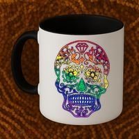 Rainbow Gay Pride Sugar Skull Coffee Mug thumb 2