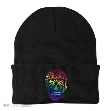 Rainbow Gay Pride Sugar Skull Beanie