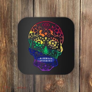Rainbow Gay Pride Sugar Skull Coaster