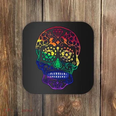 Rainbow Gay Pride Sugar Skull Coaster