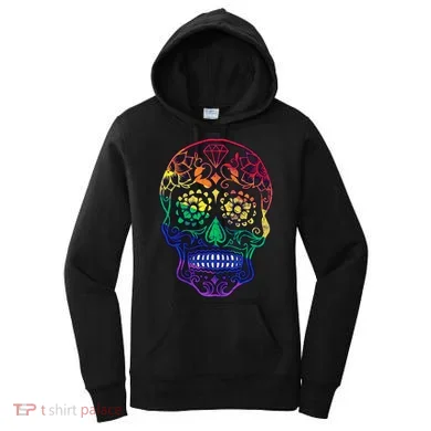 Rainbow Gay Pride Sugar Skull Women's Hoodie