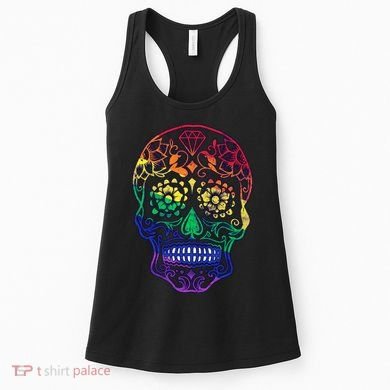 Rainbow Gay Pride Sugar Skull Women's Tank Top