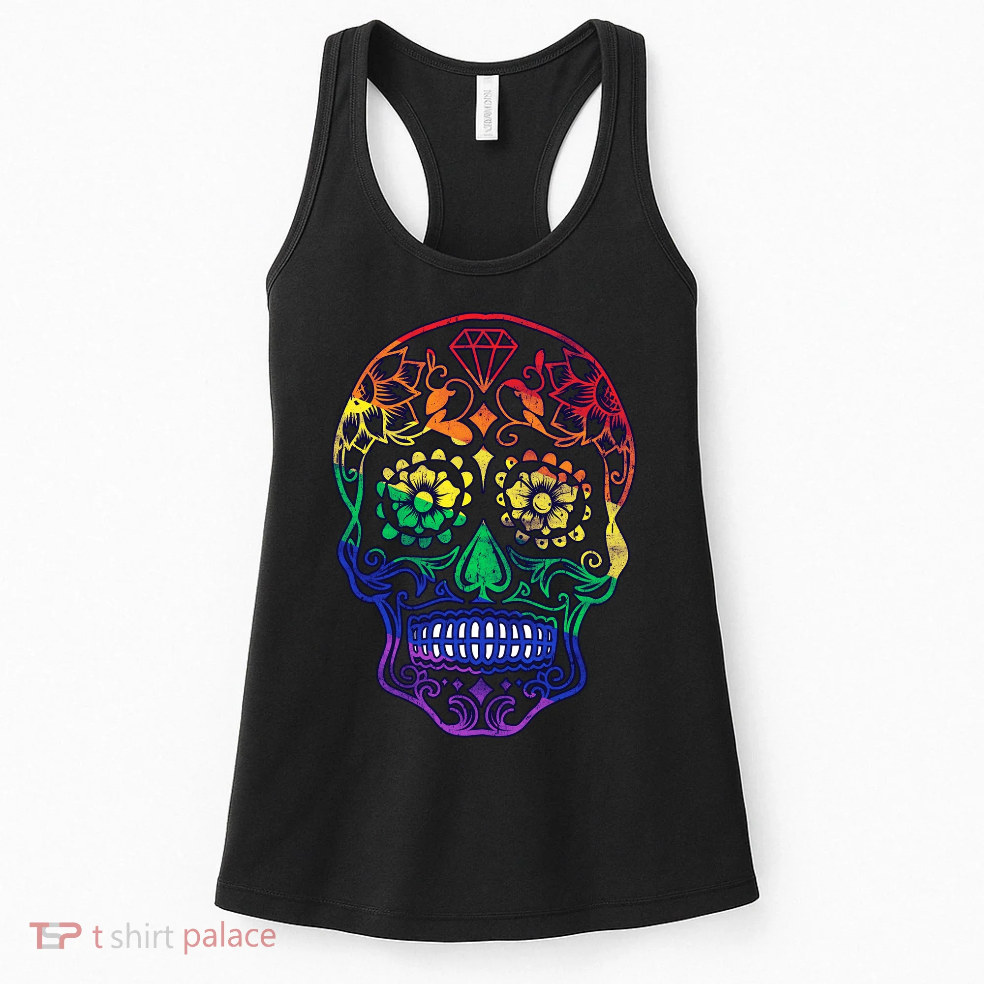 Rainbow Gay Pride Sugar Skull Women's Tank Top