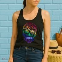 Rainbow Gay Pride Sugar Skull Women's Tank Top thumb 2