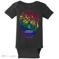 Rainbow Gay Pride Sugar Skull Baby Bodysuit thumb 0