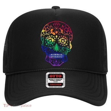 Rainbow Gay Pride Sugar Skull Hat