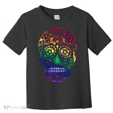 Rainbow Gay Pride Sugar Skull Toddler T-Shirt